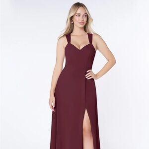 Azazie Bridesmaid Dress “Jane” in Cabernet, Size A2, no alterations